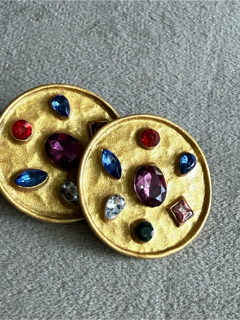 Gold-Tone Multicolor Gem Disc Earrings